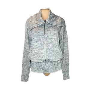Athleta Heather Gray Kickback Sweatshirt Zip‎ Up Cowl Neck Jacket Size M
